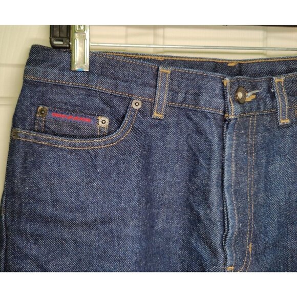 DKNY Jeans Denim Shorts Button Fly Blue Dark Wash 90s Y2K Size 8P 8 Petite - Picture 3 of 8